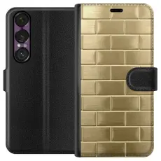 Gustaf - Pl&aring;nboksfodral till Sony Xperia 1 VII med Gyllene Murstenar