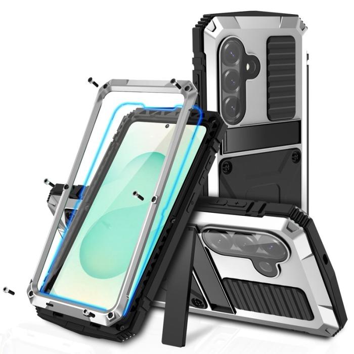 R-JUST - R-JUST Mobilskal för Samsung Galaxy S26 Plus PC + Silikon Kickstand - Silver
