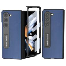 ABEEL - ABEEL Samsung Galaxy Z Fold5 Kickstand Pl&aring;nboksfodral &Auml;kta L&auml;der Bl&aring;