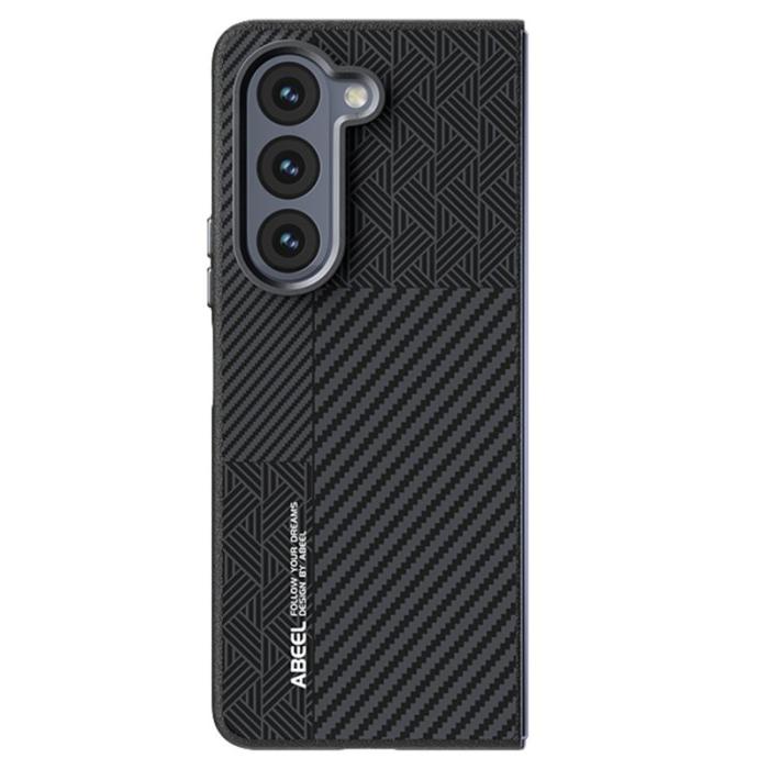 ABEEL - ABEEL Samsung Galaxy Z Fold5 Fodral PC + Aluminium + KonstLäder - Textur 1