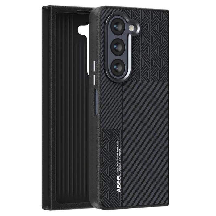 ABEEL - ABEEL Samsung Galaxy Z Fold5 Fodral PC + Aluminium + KonstLäder - Textur 1