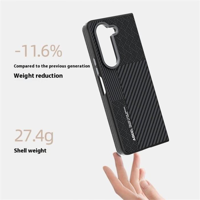 ABEEL - ABEEL Samsung Galaxy Z Fold5 Fodral PC + Aluminium + KonstLäder - Textur 1