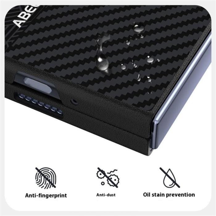 ABEEL - ABEEL Samsung Galaxy Z Fold5 Fodral PC + Aluminium + KonstLäder - Textur 1