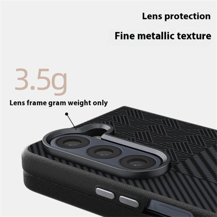 ABEEL - ABEEL Samsung Galaxy Z Fold5 Fodral PC + Aluminium + KonstLäder - Textur 1