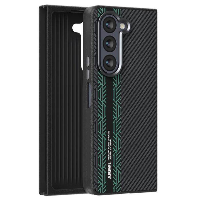 ABEEL - ABEEL Samsung Galaxy Z Fold5 Fodral PC + Aluminium + KonstLäder - Textur 2