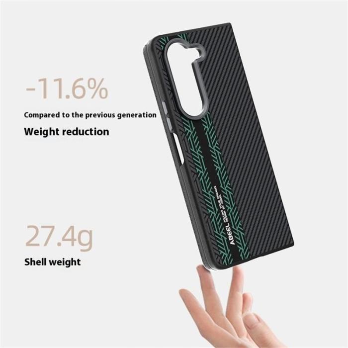 ABEEL - ABEEL Samsung Galaxy Z Fold5 Fodral PC + Aluminium + KonstLäder - Textur 2