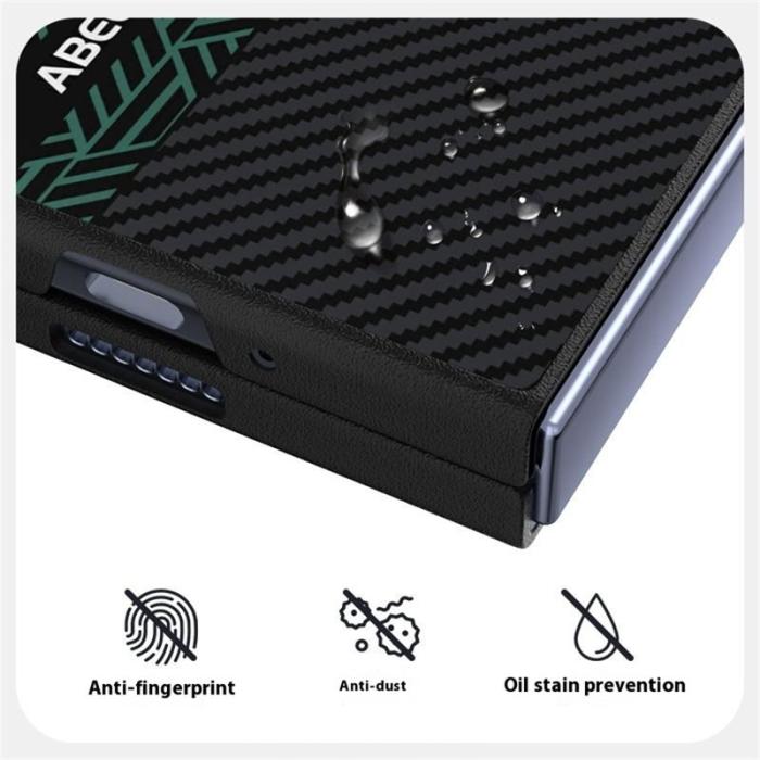 ABEEL - ABEEL Samsung Galaxy Z Fold5 Fodral PC + Aluminium + KonstLäder - Textur 2