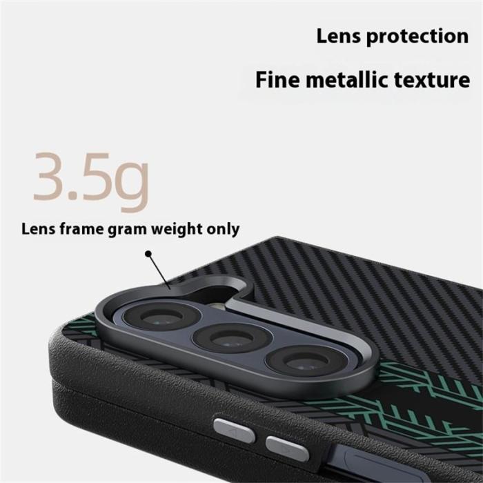 ABEEL - ABEEL Samsung Galaxy Z Fold5 Fodral PC + Aluminium + KonstLäder - Textur 2
