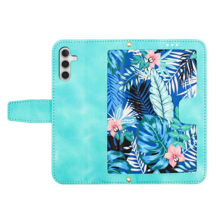 OEM - Mobilskal till Samsung Galaxy S26 Plus PU Läder Blommönster - Grön