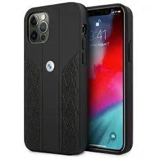 BMW - BMW L&auml;der Curve Perforate Skal iPhone 12 Pro Max - Svart
