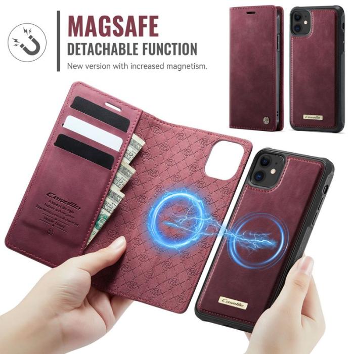Caseme - CASEME C49 Mobilskal till iPhone 11 MagSafe RFID Blocker Läder Röd