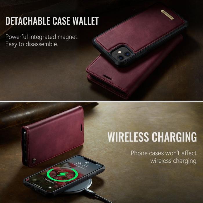 Caseme - CASEME C49 Mobilskal till iPhone 11 MagSafe RFID Blocker Läder Röd