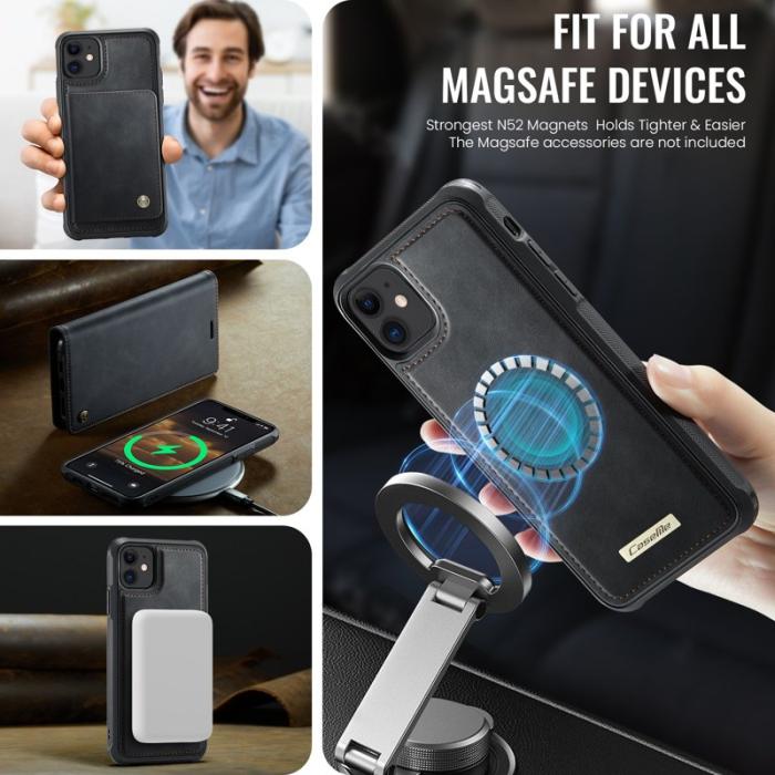 Caseme - CASEME C49 Mobilskal till iPhone 11 MagSafe RFID Blocker Läder Svart