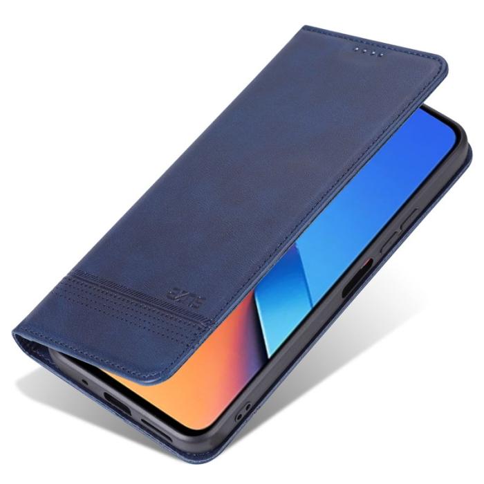 AZNS - AZNS Xiaomi 14 Konstläder Plånboksfodral Anti-Scratch Ställ - Blå