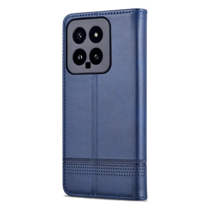 AZNS - AZNS Xiaomi 14 Konstläder Plånboksfodral Anti-Scratch Ställ - Blå