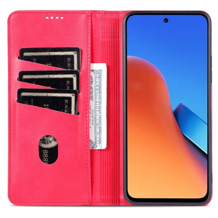 AZNS - AZNS Xiaomi 14 Konstläder Plånboksfodral Anti-Scratch Ställ - Röd