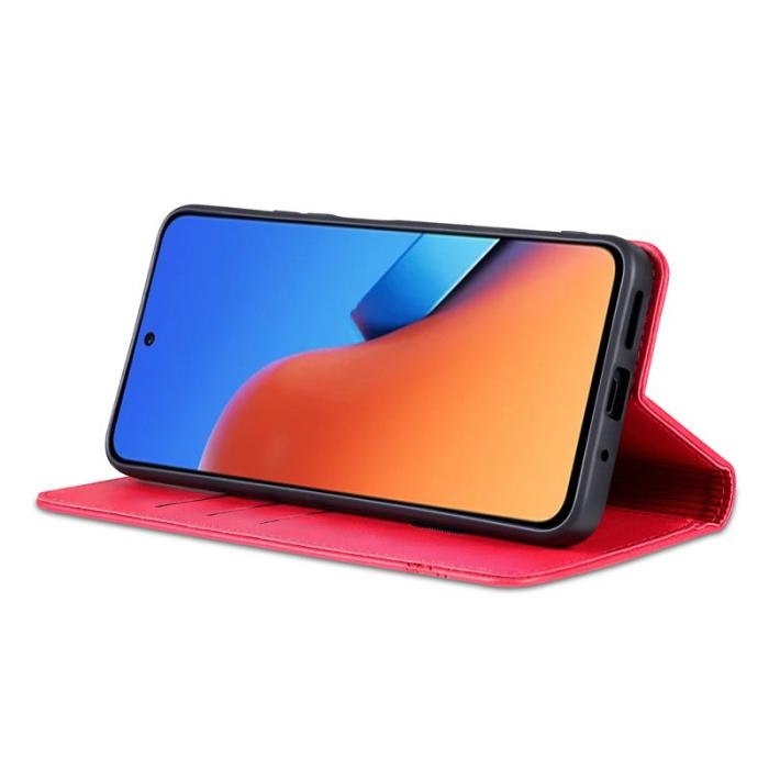 AZNS - AZNS Xiaomi 14 Konstläder Plånboksfodral Anti-Scratch Ställ - Röd