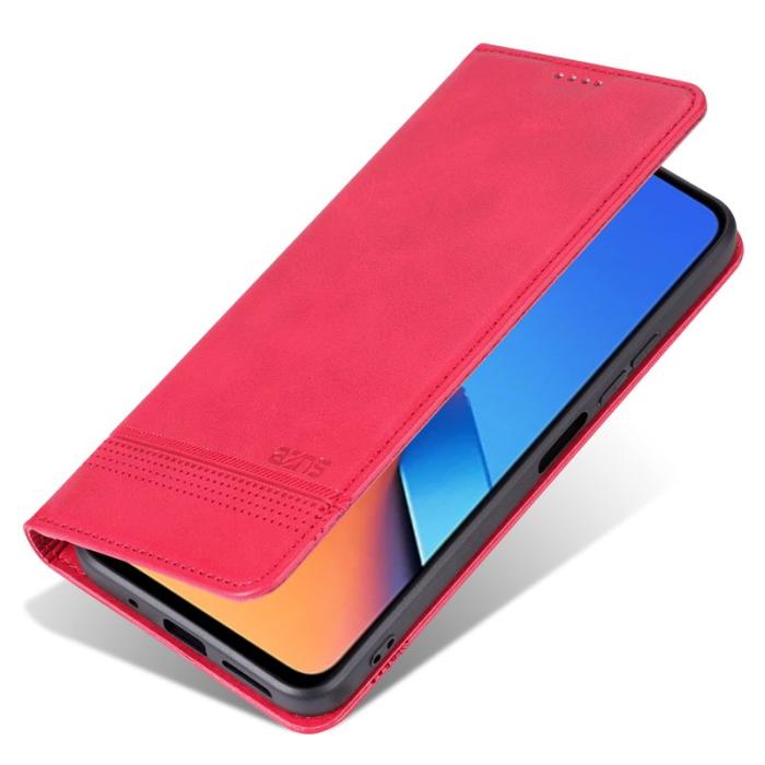 AZNS - AZNS Xiaomi 14 Konstläder Plånboksfodral Anti-Scratch Ställ - Röd