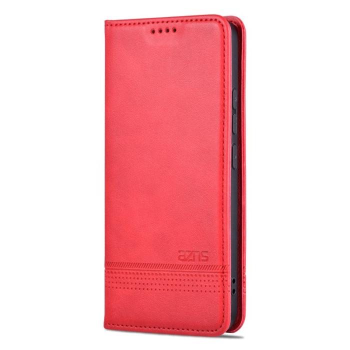 AZNS - AZNS Xiaomi 14 Konstläder Plånboksfodral Anti-Scratch Ställ - Röd
