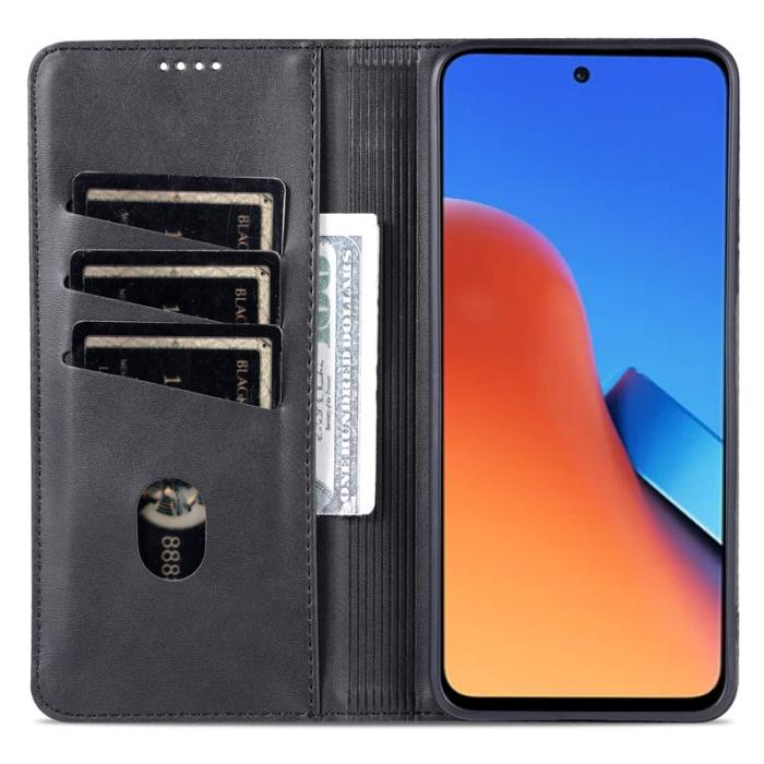 AZNS - AZNS Xiaomi 14 Konstläder Plånboksfodral Anti-Scratch Ställ - Svart