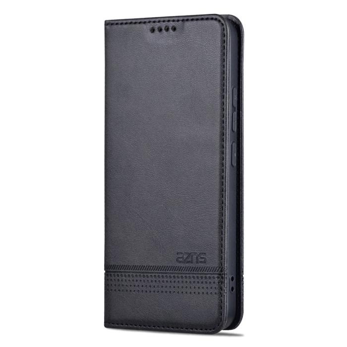 AZNS - AZNS Xiaomi 14 Konstläder Plånboksfodral Anti-Scratch Ställ - Svart