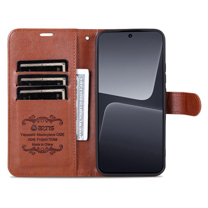AZNS - AZNS Xiaomi 14 Plånboksfodral Anti-scratch TPU + Konstläder - Brun