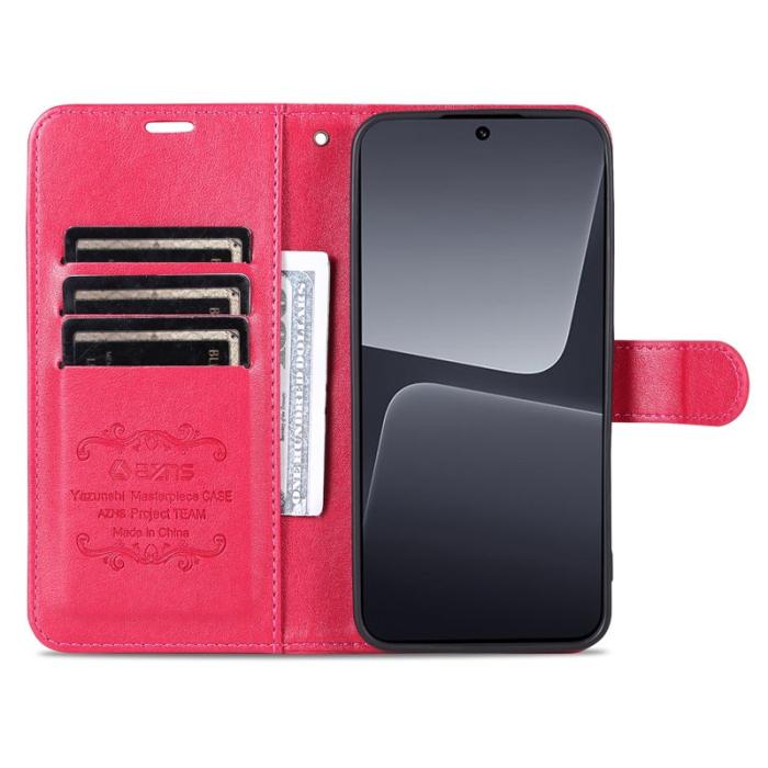 AZNS - AZNS Xiaomi 14 Plånboksfodral Anti-scratch TPU + Konstläder - Röd