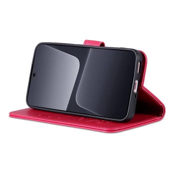 AZNS - AZNS Xiaomi 14 Plånboksfodral Anti-scratch TPU + Konstläder - Röd