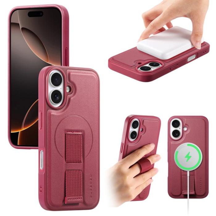 CASENEO - CASENEO iPhone 16 Plus Fodral - Magnetiskt KonstLäder - Röd
