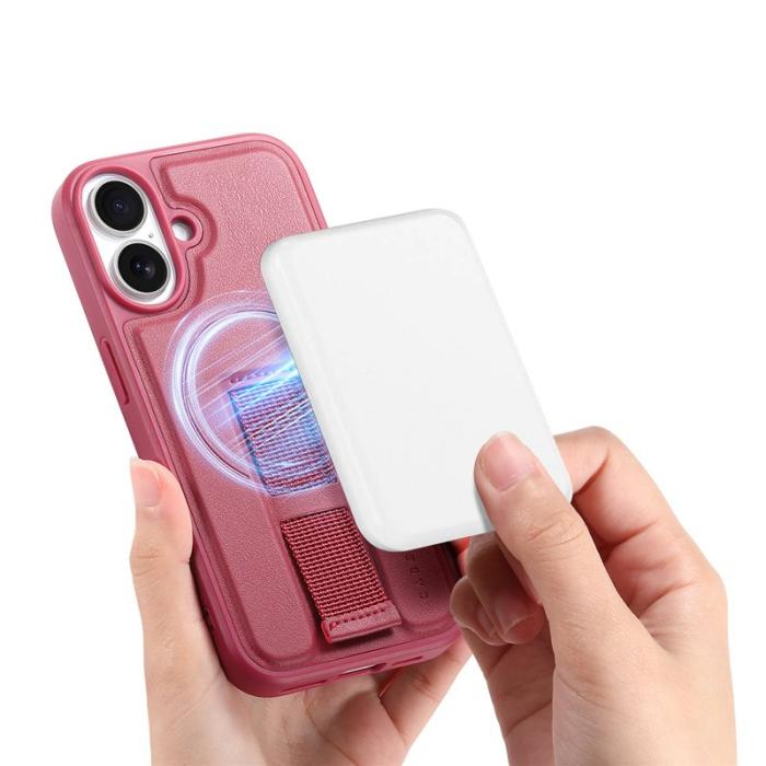 CASENEO - CASENEO iPhone 16 Plus Fodral - Magnetiskt KonstLäder - Röd