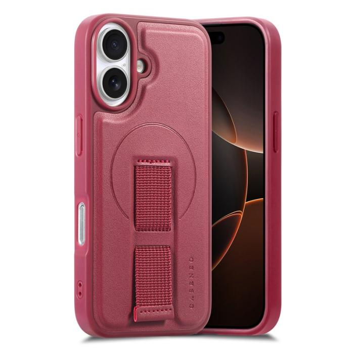 CASENEO - CASENEO iPhone 16 Plus Fodral - Magnetiskt KonstLäder - Röd