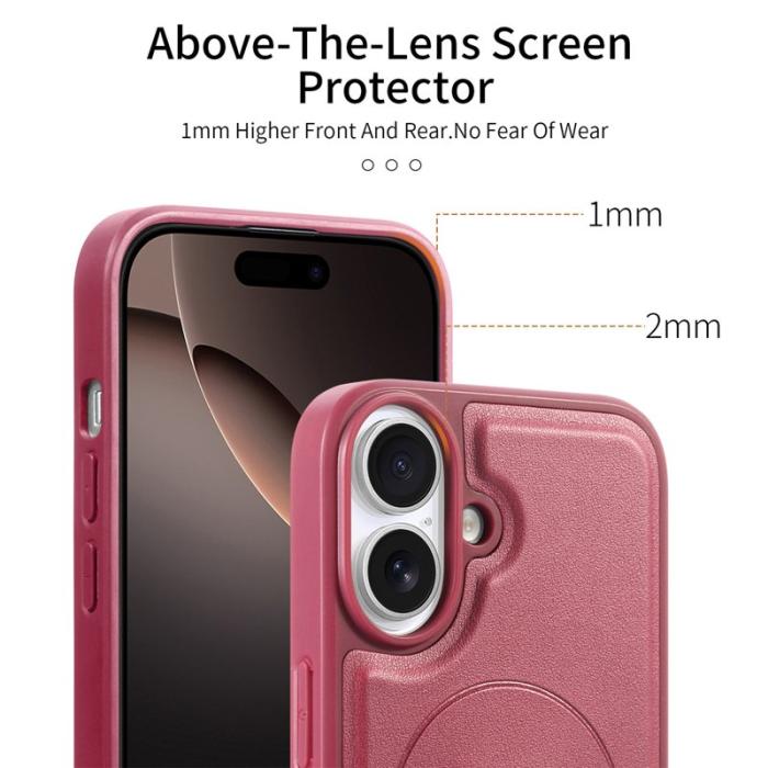 CASENEO - CASENEO iPhone 16 Plus Fodral - Magnetiskt KonstLäder - Röd