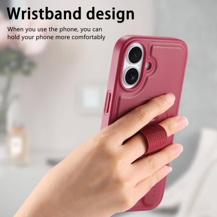 CASENEO - CASENEO iPhone 16 Plus Fodral - Magnetiskt KonstLäder - Röd