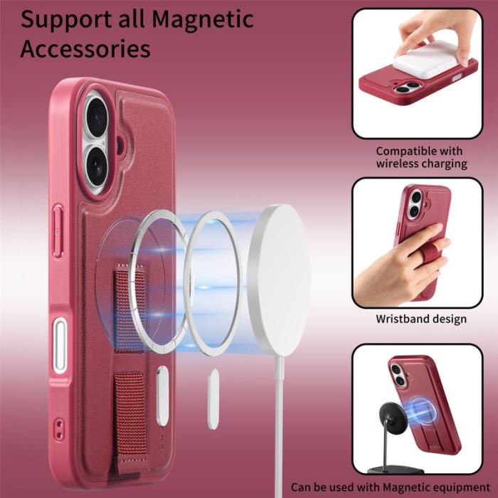 CASENEO - CASENEO iPhone 16 Plus Fodral - Magnetiskt KonstLäder - Röd