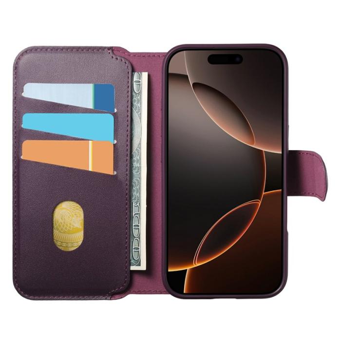 CASENEO - CASENEO iPhone 16 Plus Plånboksfodral Magnetiskt RFID Blocker Konstläder - Lila