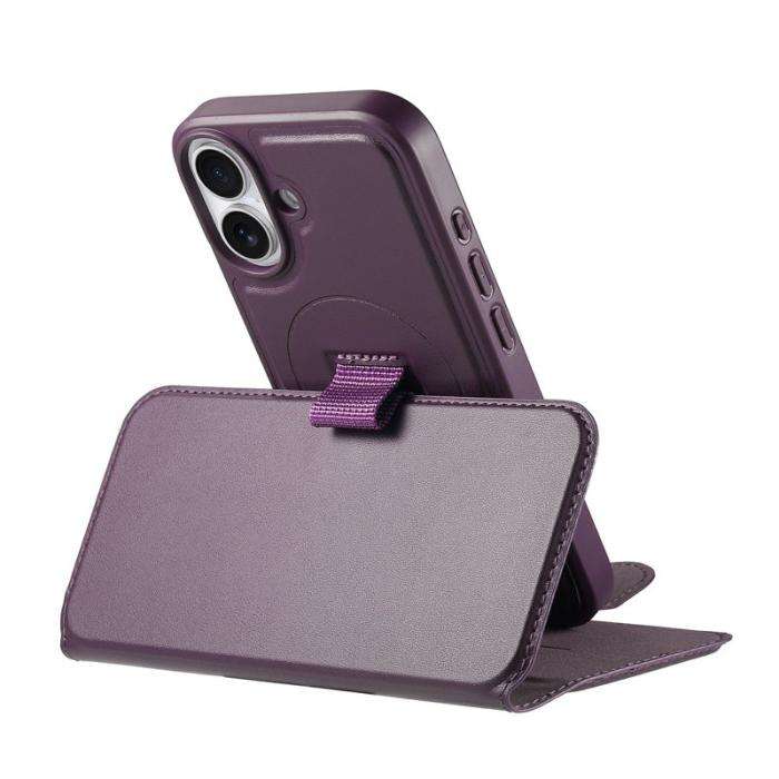 CASENEO - CASENEO iPhone 16 Plus Plånboksfodral Magnetiskt RFID Blocker Konstläder - Lila