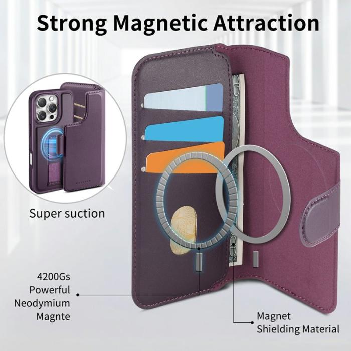 CASENEO - CASENEO iPhone 16 Plus Plånboksfodral Magnetiskt RFID Blocker Konstläder - Lila
