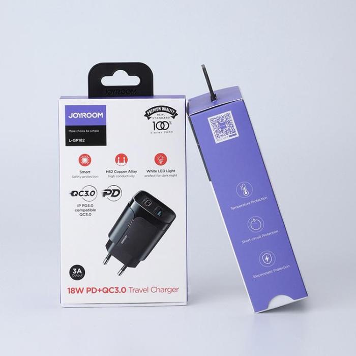 UTGATT1 - Joyroom Fast Väggladdare 18W USB-C Till USB - Svart