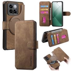 CASENEO - CASENEO Xiaomi 14 Pl&aring;nboksfodral - Detachable Konstl&auml;der - Brun