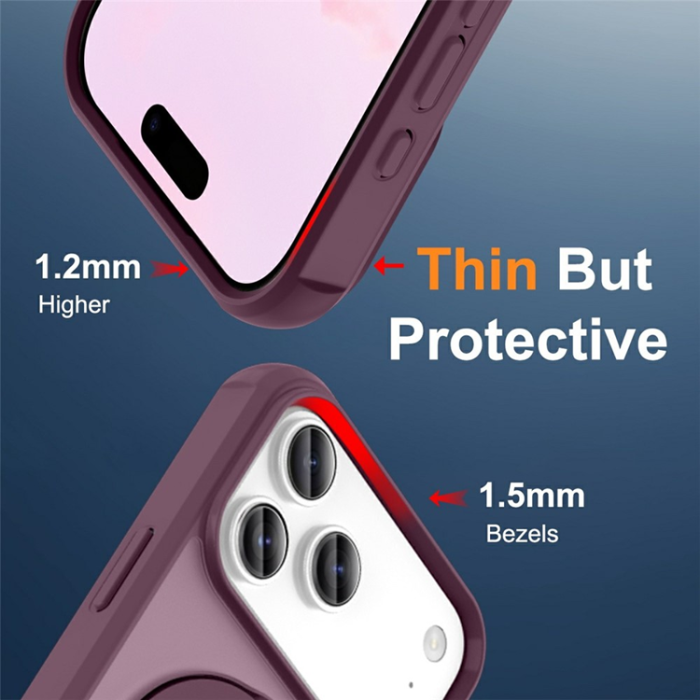 A-One Brand - iPhone 17 Pro Mobilskal MagSafe TPU+PC Kickstand - Vinröd