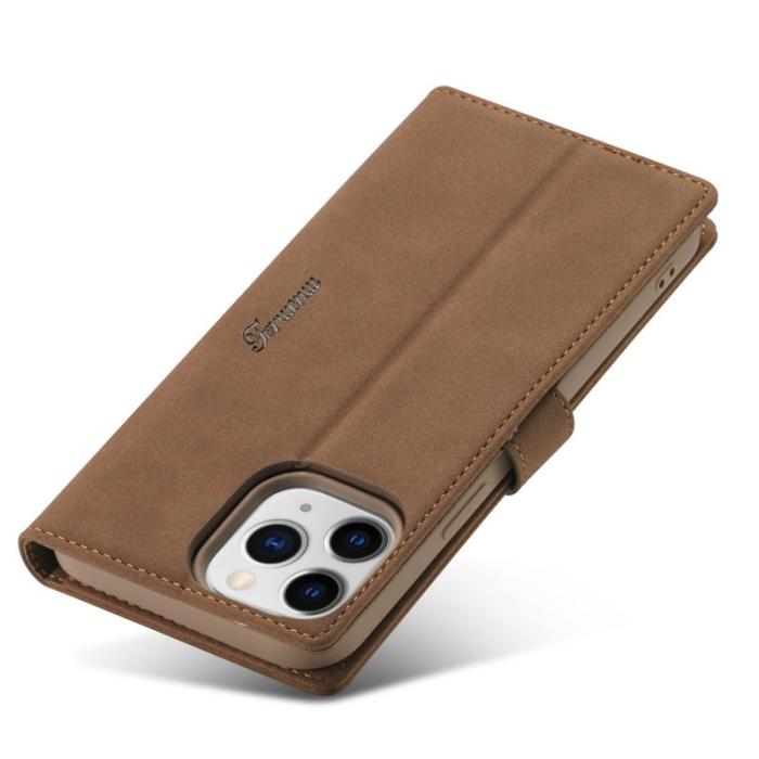 FORWENW - FORWENW iPhone 13 Pro Plånboksfodral Konstläder - Brun