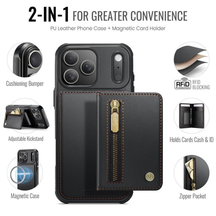 JEEHOOD - JEEHOOD J12 Mobilskal till iPhone 17 Pro Magnetisk Konstläder Svart