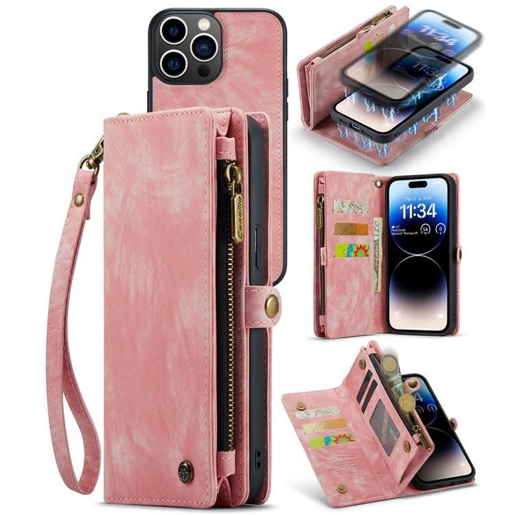 CASEME iPhone 14 Pro Max Plånboksfodral Äkta Läder Detachable - Rosa | 2353 | AlltMobil