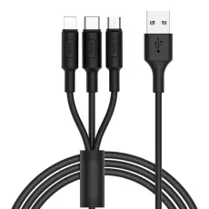 Hoco - Hoco 3in1 USB-A till USB-C Lightning microUSB kabel X25 1m