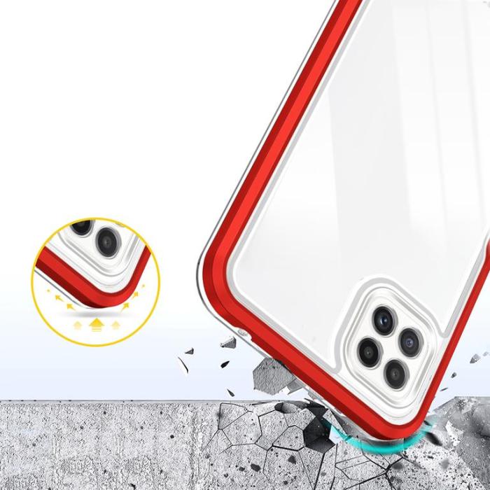 OEM - Galaxy A22 5G Skal Clear 3in1 - Röd