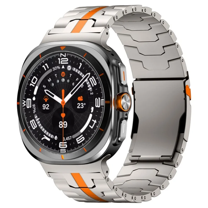 Ringke - Galaxy Watch Ultra (47mm) Armband Titanium Alloy - Titanium/Orange
