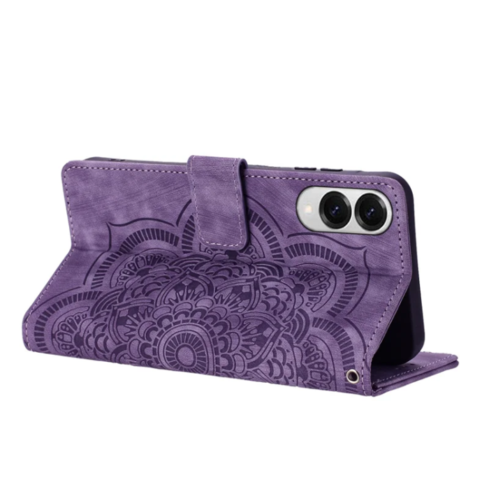 WANLONFENG - WANLONFENG Galaxy S25 Edge Plånboksfodral Mandala - Lila
