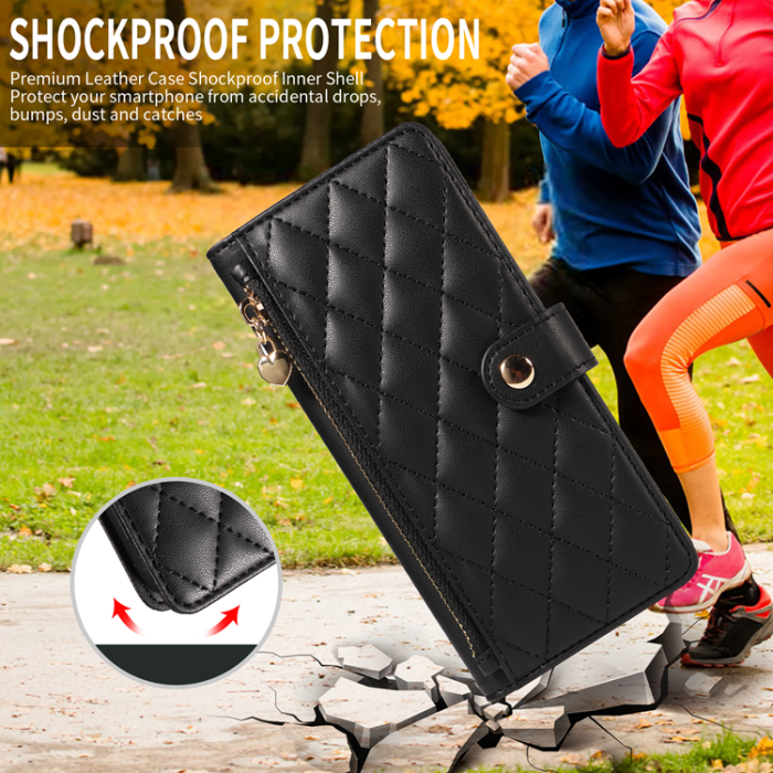 A-One Brand - iPhone Air Plånboksfodral Rhombus Läder - Svart