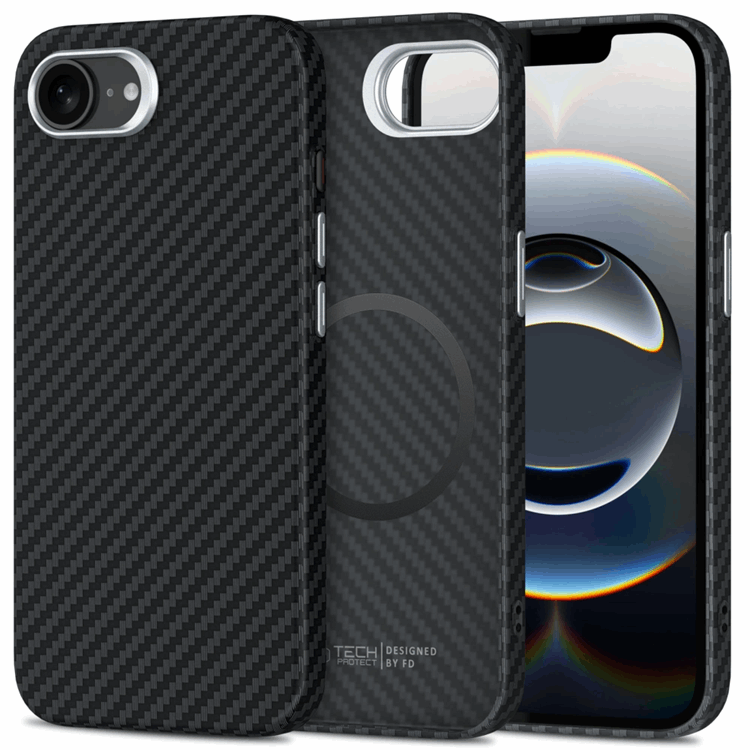 Tech-Protect iPhone 16e Mobilskal Magsafe Ion Carbon - Svart/Silver | 2353 | AlltMobil