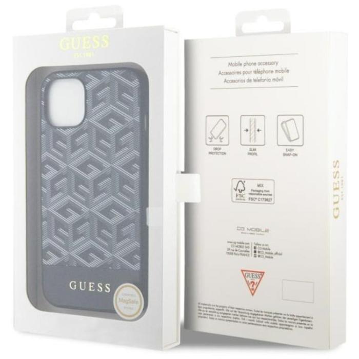 Guess - Guess iPhone 14 Plus Mobilskal MagSafe GCube Stripes - Svart